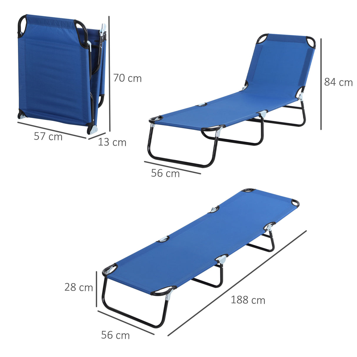 easycomfort easycomfort lettino da giardino con schienale regolabile in 5 posizioni in acciaio e tessuto oxford 188x56x28 cm blu
