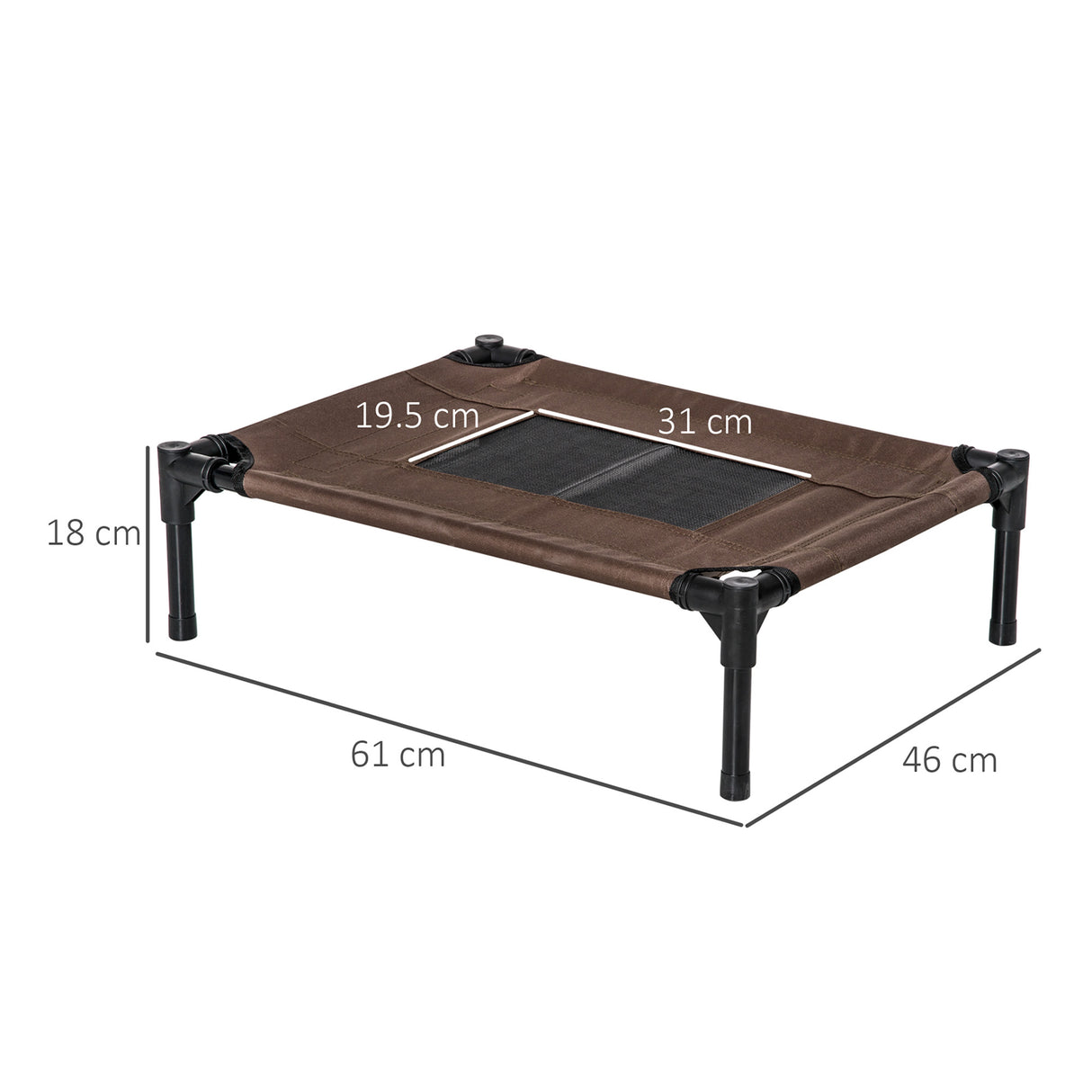 easycomfort easycomfort lettino per cani rialzato con seduta traspirante in acciaio e tessuto 61x46x18 cm nero e caffe