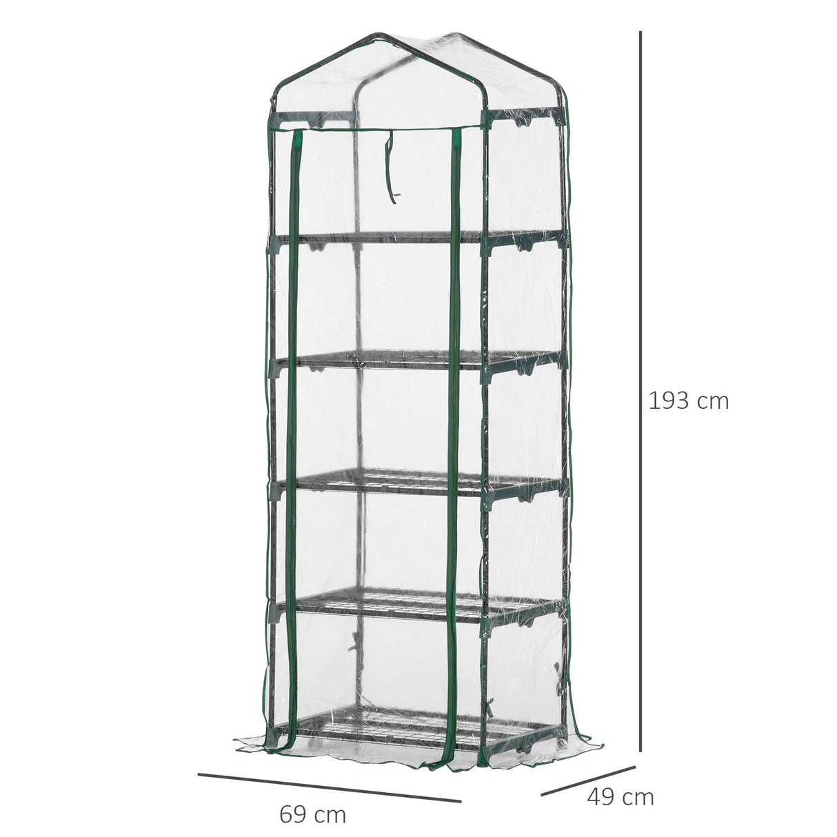 easycomfort easycomfort mini serra da giardino e terrazza per piante a 5 ripiani in acciaio con copertura in pvc 69x49x193 cm verde