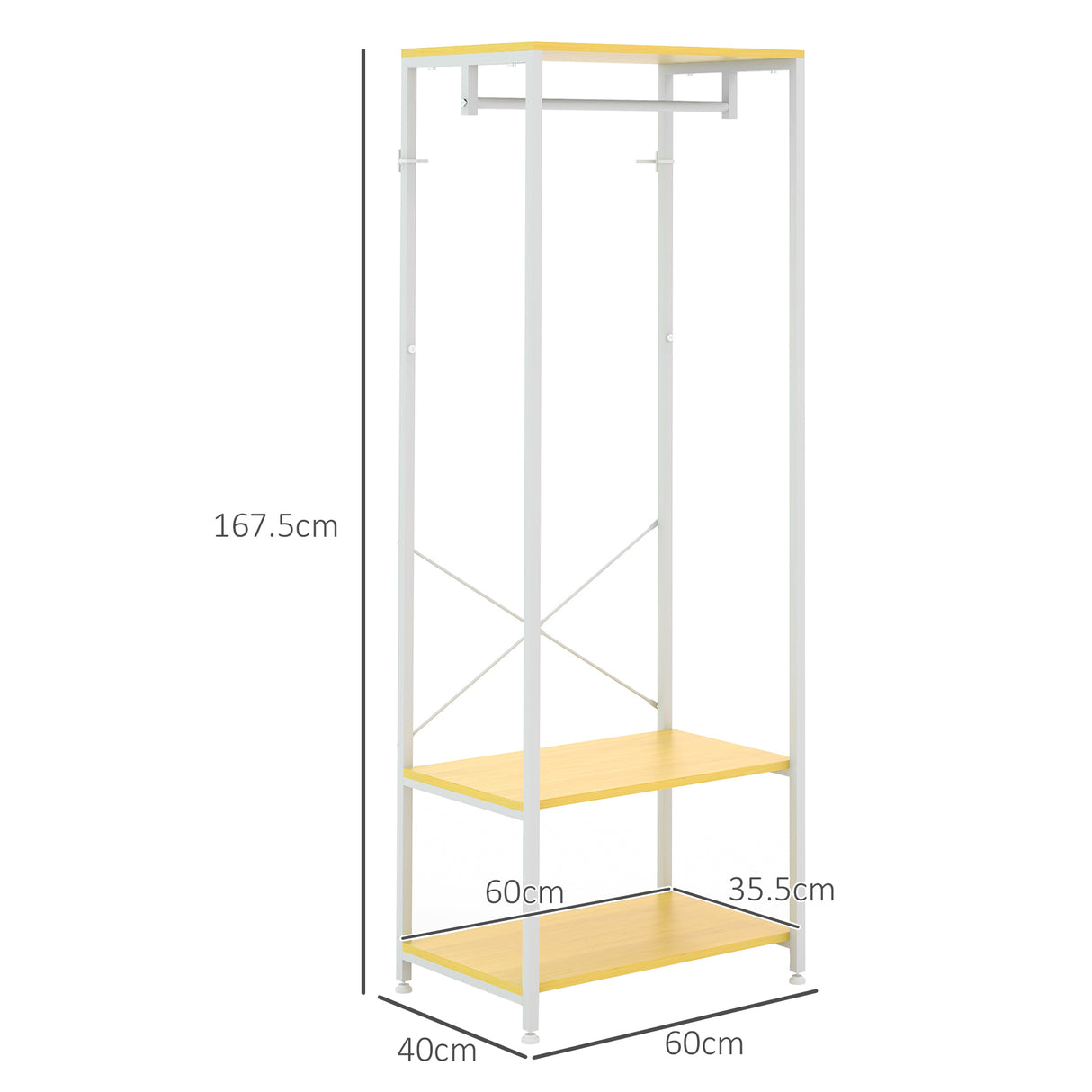 easycomfort easycomfort mobile appendiabiti 2 in 1 con ripiano a 2 livelli in acciaio e truciolato 60x40x167 5 cm