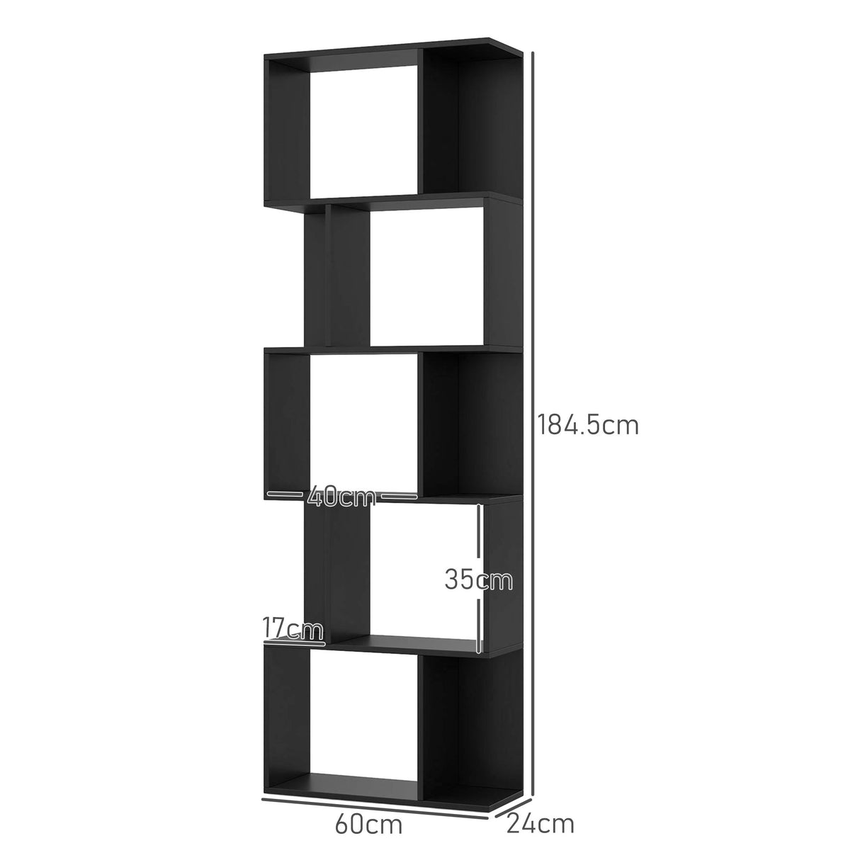 easycomfort easycomfort mobile libreria in legno a 5 ripiani design moderno in legno 60x24x184 5 cm nero