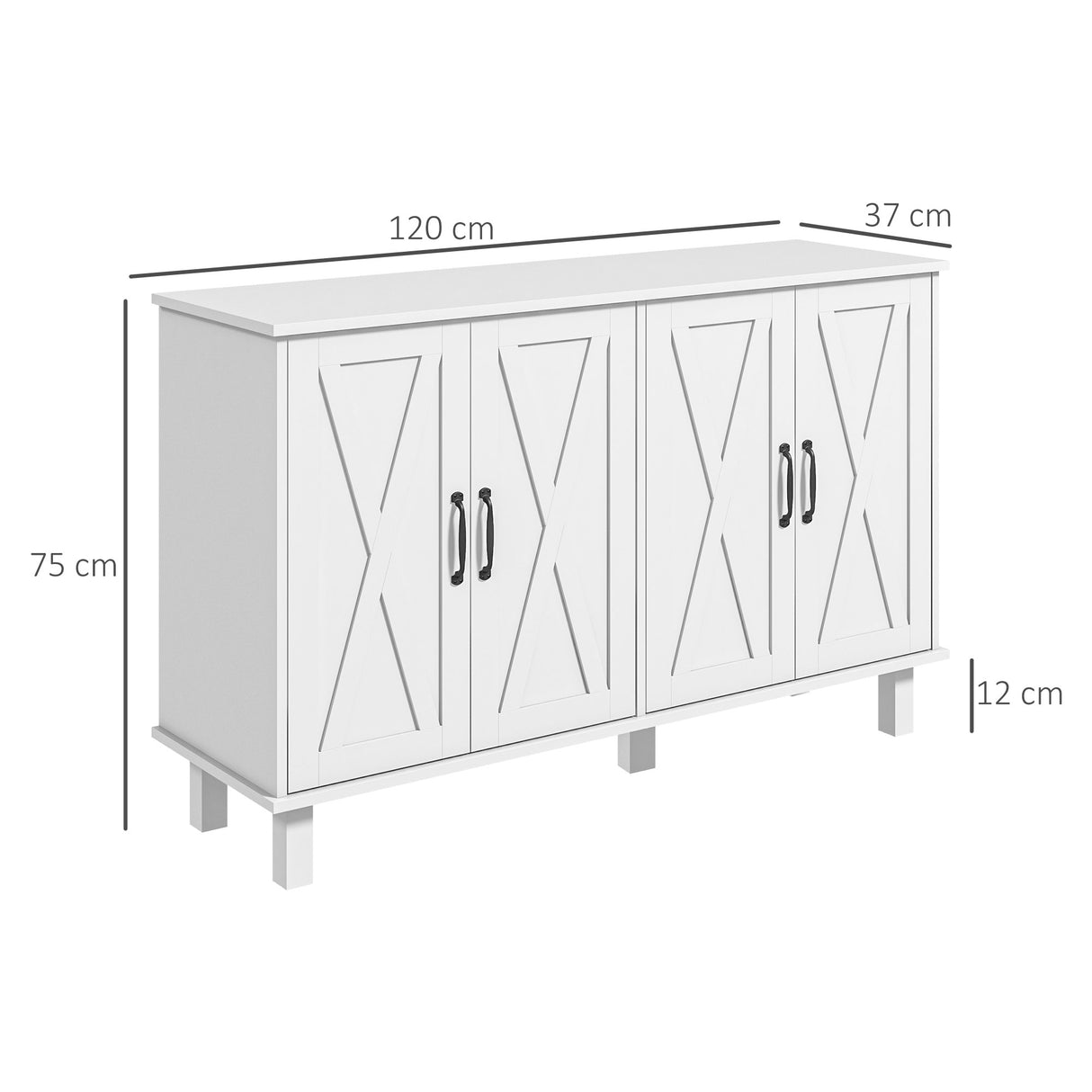 easycomfort easycomfort mobile multiuso in mdf a 4 livelli con 2 ripiani regolabili e 5 gambe 120x37x75 cm bianco