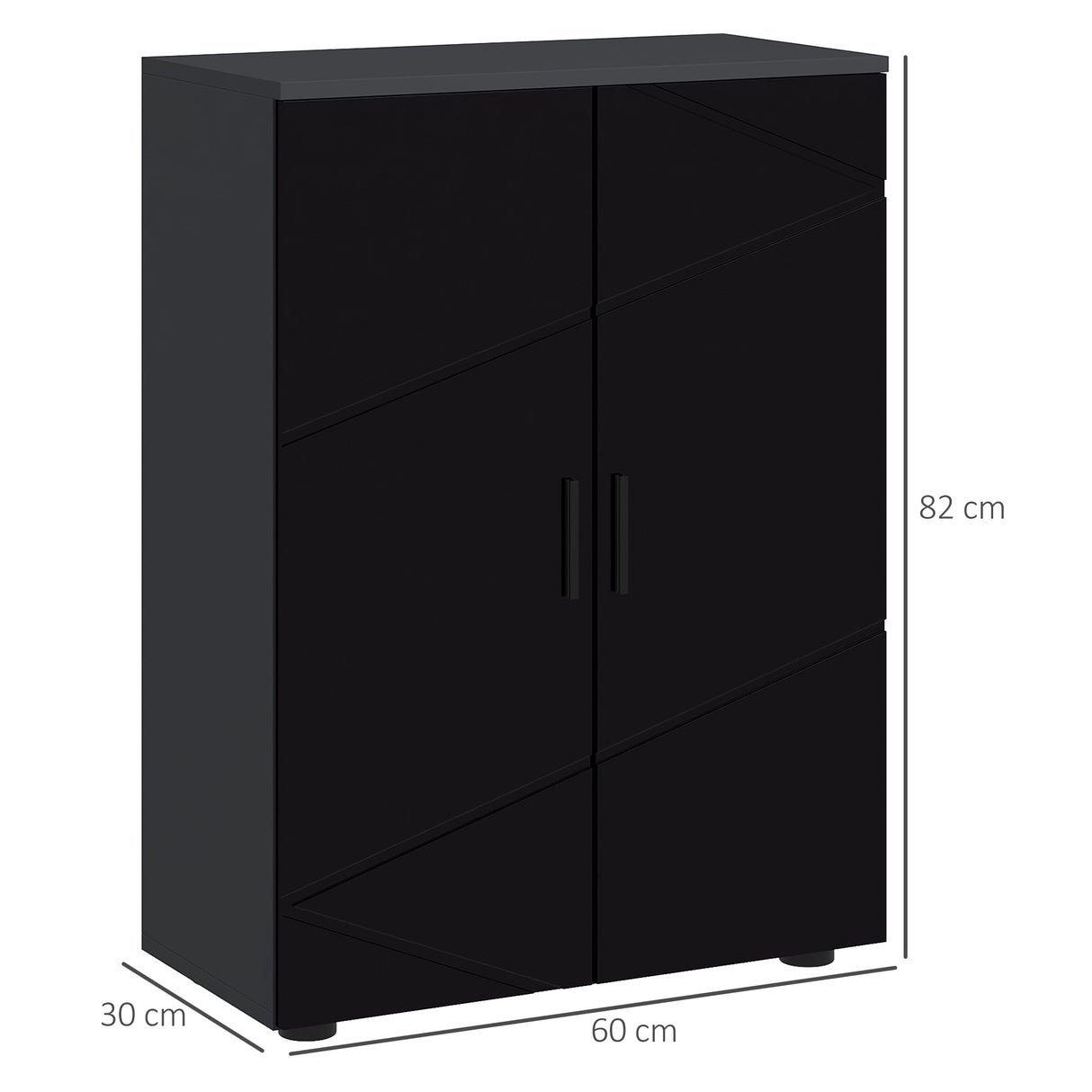 easycomfort easycomfort mobiletto bagno 2 ante in legno con 3 ripiani e chiusura ammortizzata 60x30x82cm nero