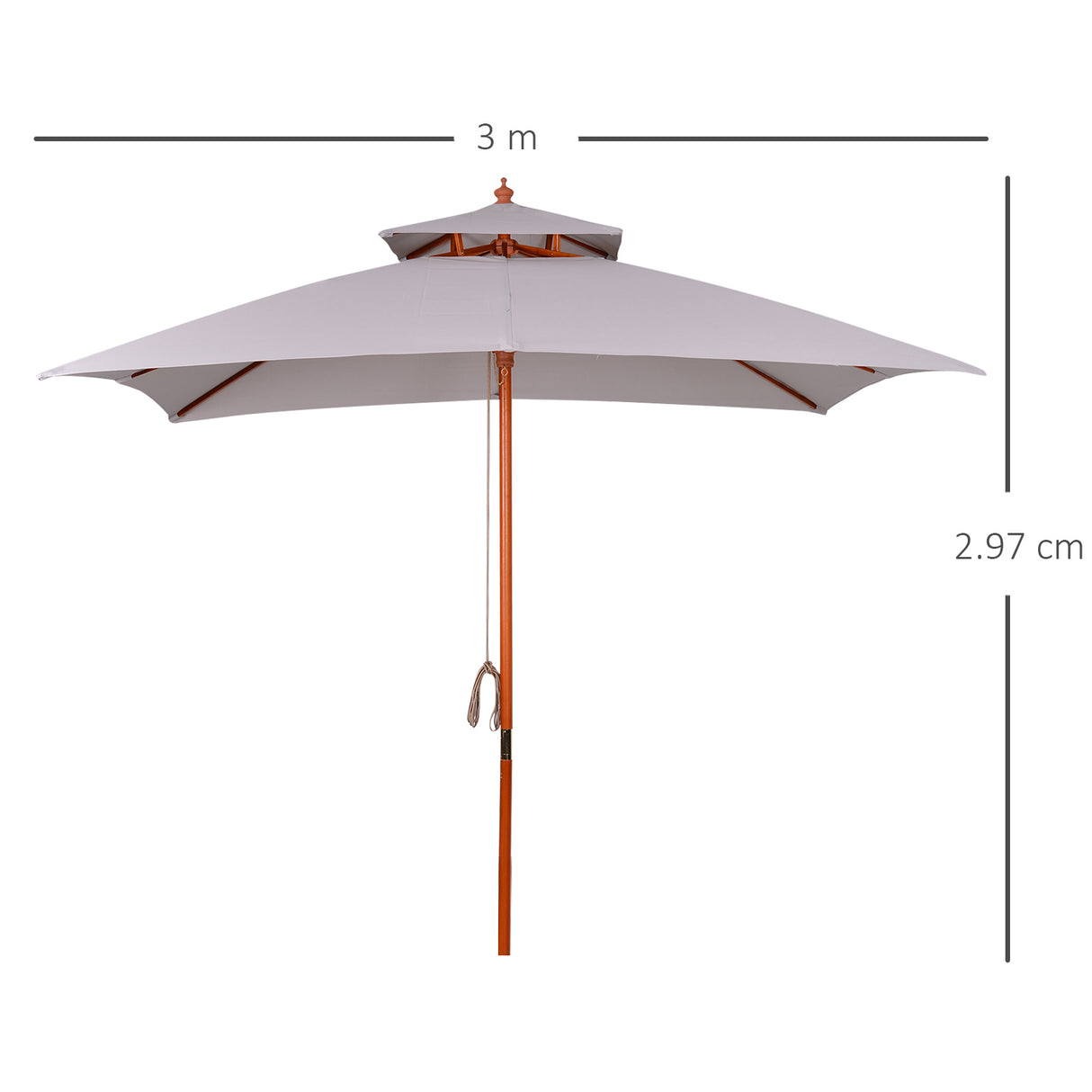 easycomfort easycomfort ombrellone da giardino 3x3m con 8 stecche in bambu e copertura parasole a 2 livelli grigio