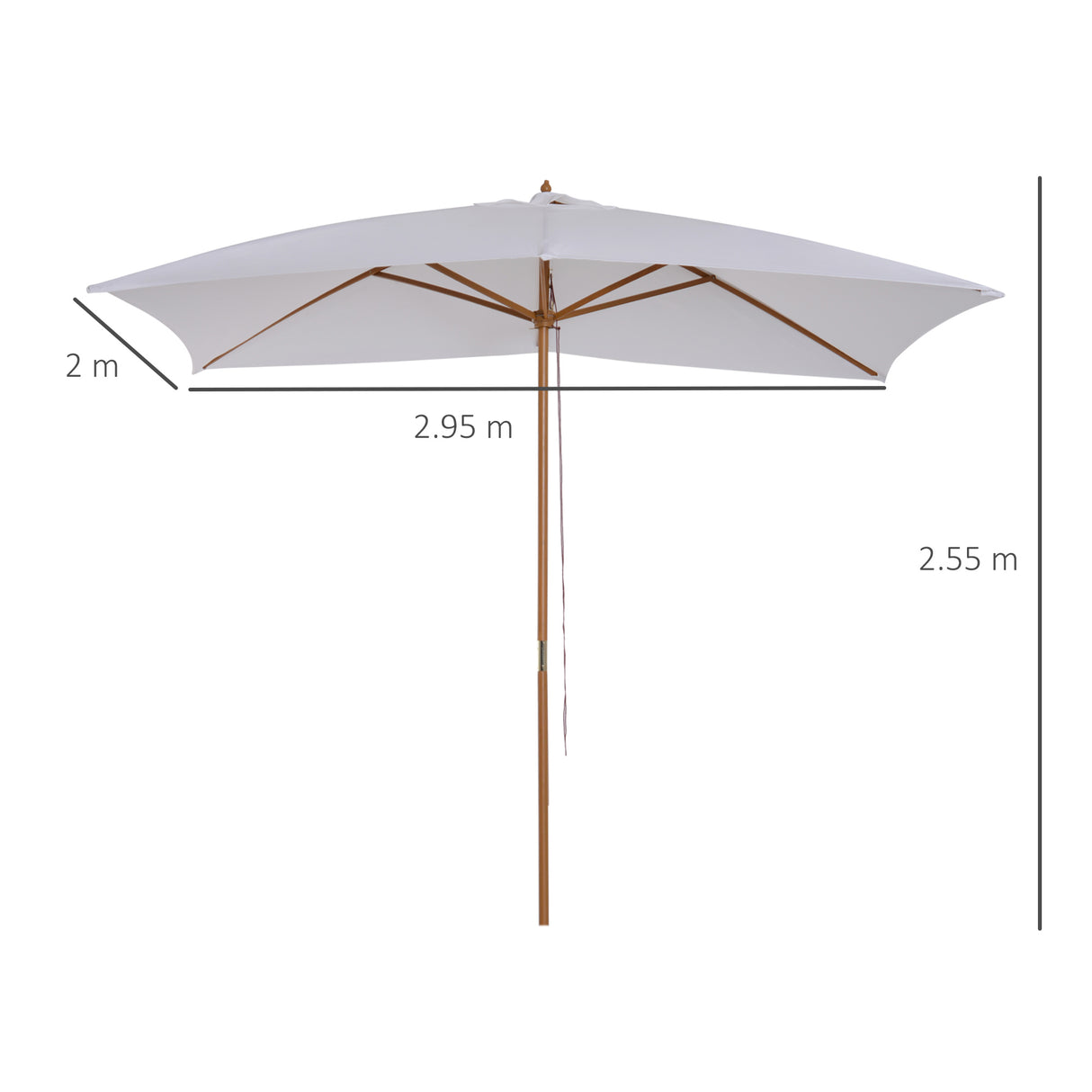 easycomfort easycomfort ombrellone m da giardino 2x3 in legno laccato con copertura rimovibile bianco