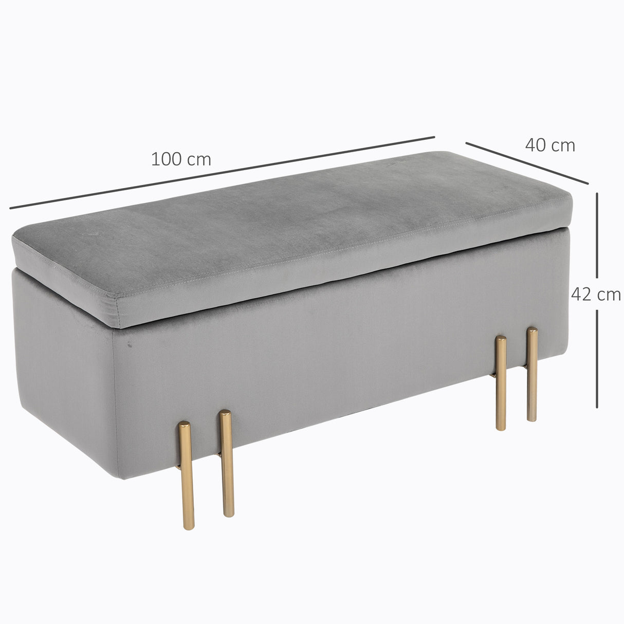 easycomfort easycomfort panca contenitore imbottita per soggiorno e camera da letto 100 x 40 x 42 cm grigio ean 8054144132105