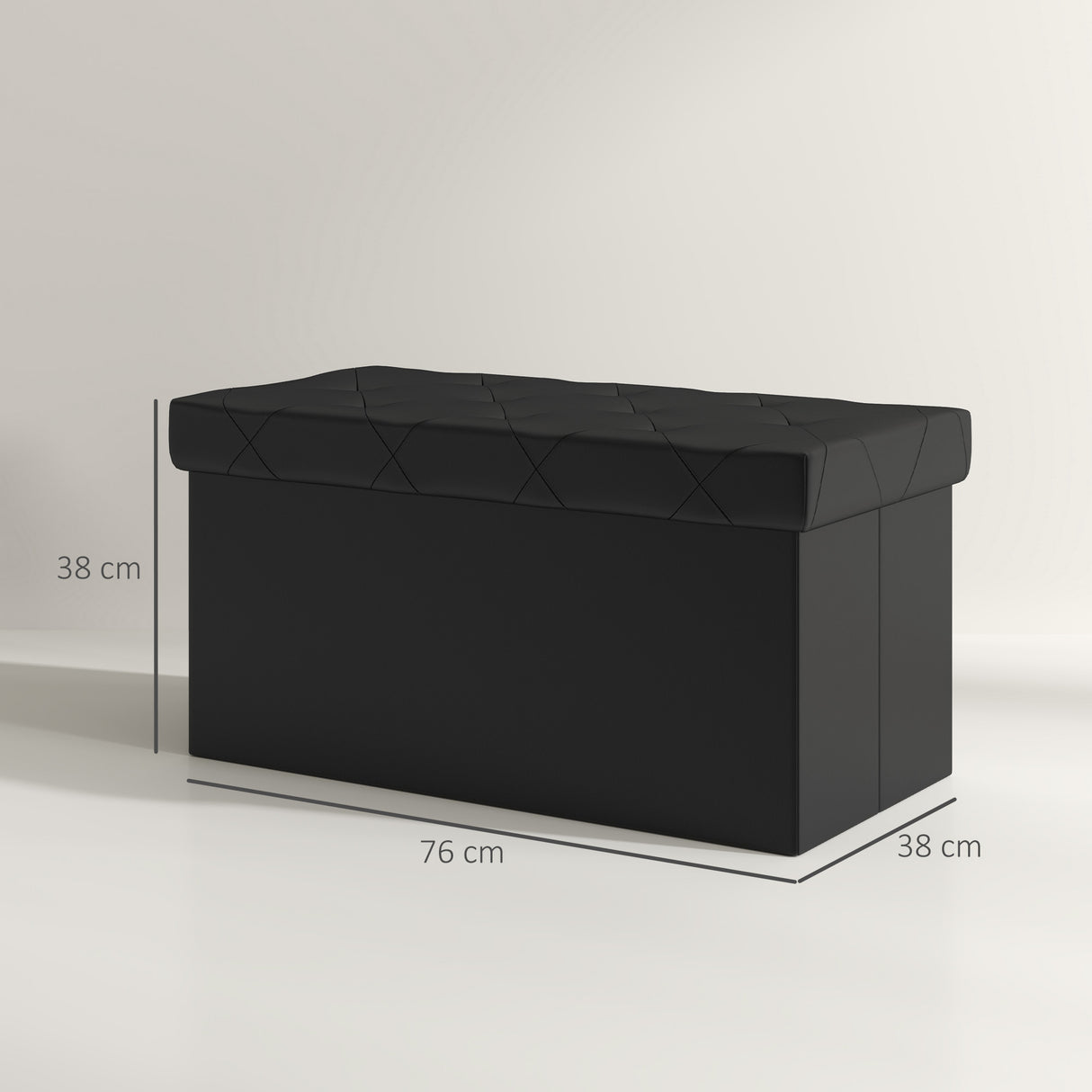 easycomfort easycomfort panca contenitore pieghevole da 84l coperchio imbottito e rivestimento finta pelle 76x38x38cm nero