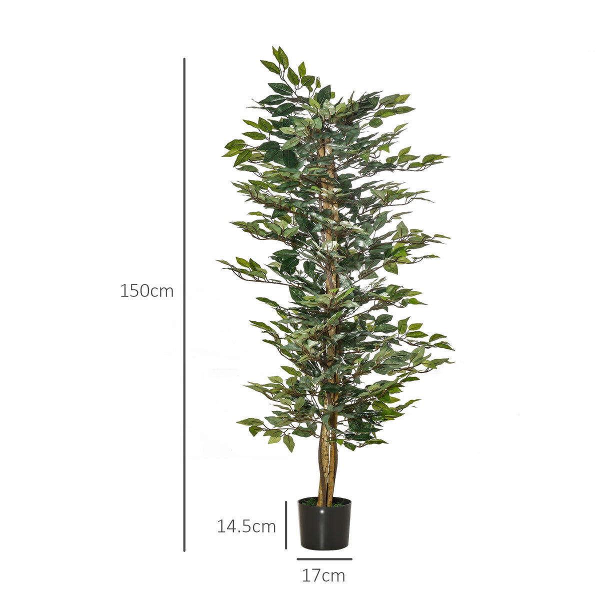 easycomfort easycomfort pianta finta di ficus alta 150cm decorazione per interno ed esterno con vaso incluso