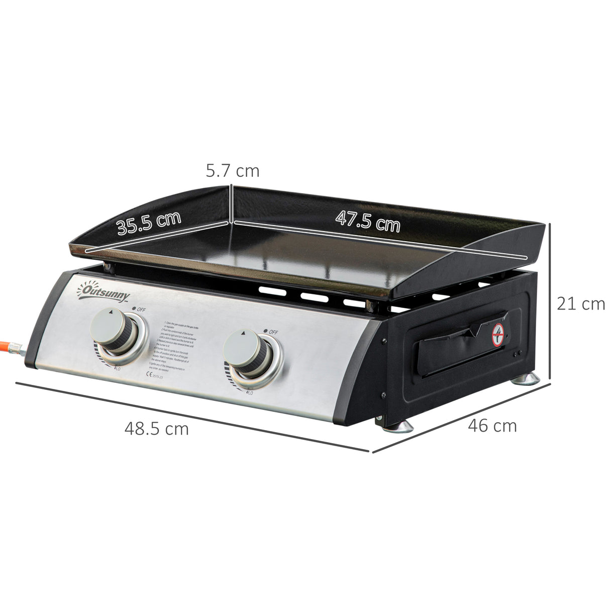 easycomfort easycomfort piastra barbecue a gas da tavolo con 2 bruciatori e potenza 6kw 48 5x46x21cm nero
