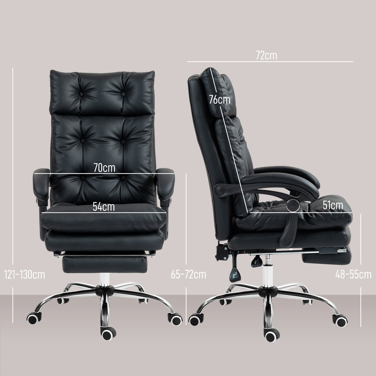 easycomfort easycomfort poltrona da ufficio in finta pelle con schienale reclinabile 135 e poggiapiedi estraibile nero