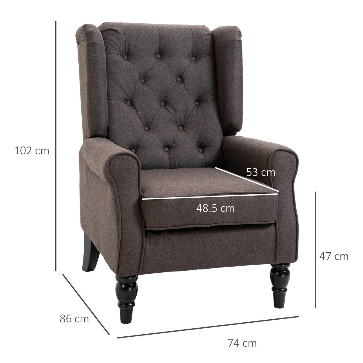 easycomfort easycomfort poltrona per salotto in stile francese con seduta imbottita e cuscini in poliestere 74x86x102 cm marrone