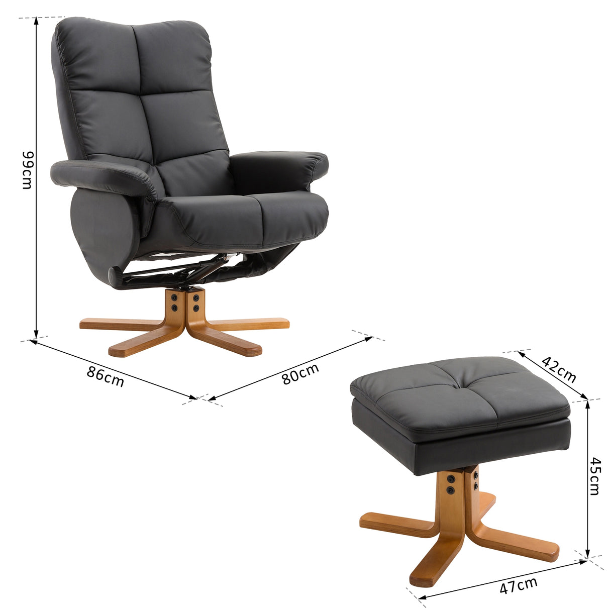 easycomfort easycomfort poltrona sedia relax reclinabile con poggiapiedi in pelle pu nero ean 8054144139883