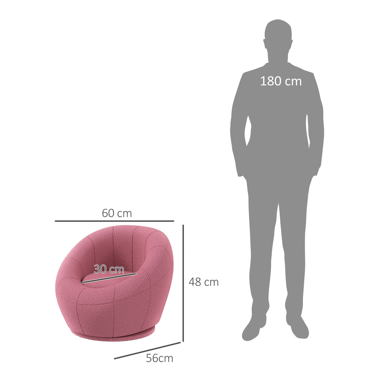easycomfort easycomfort poltroncina mini moderna in peluche con imbottitura spessa 60x56x48cm rosa