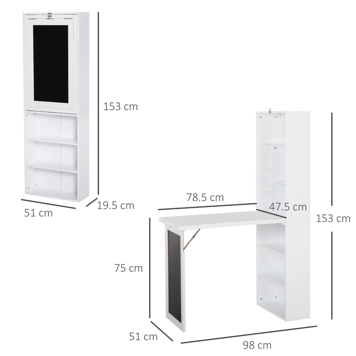 easycomfort easycomfort scrivania pc pieghevole con libreria a 9 ripiani in legno e metallo 98x51x153 cm bianco ean 8054111849425