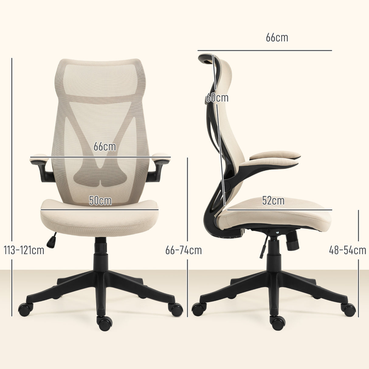 easycomfort easycomfort sedia da ufficio con braccioli ribaltabili altezza regolabile e schienale inclinabile beige