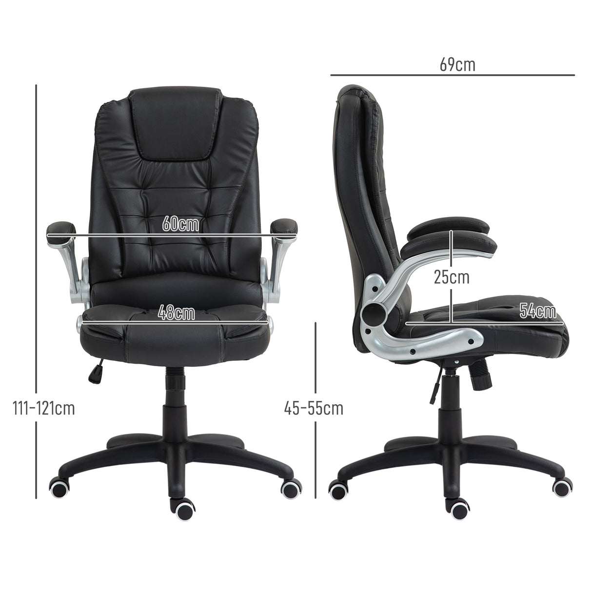 easycomfort easycomfort sedia da ufficio in finta pelle pu con braccioli ribaltabili schienale alto e dondolo nero