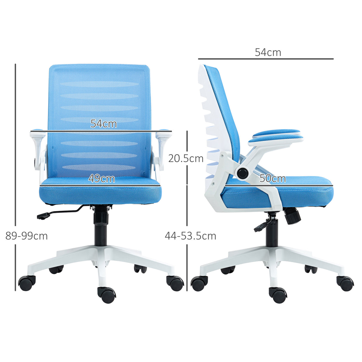 easycomfort easycomfort sedia ergonomica girevole ad altezza regolabile con braccioli 54x54x89 99 cm bianca e azzurra