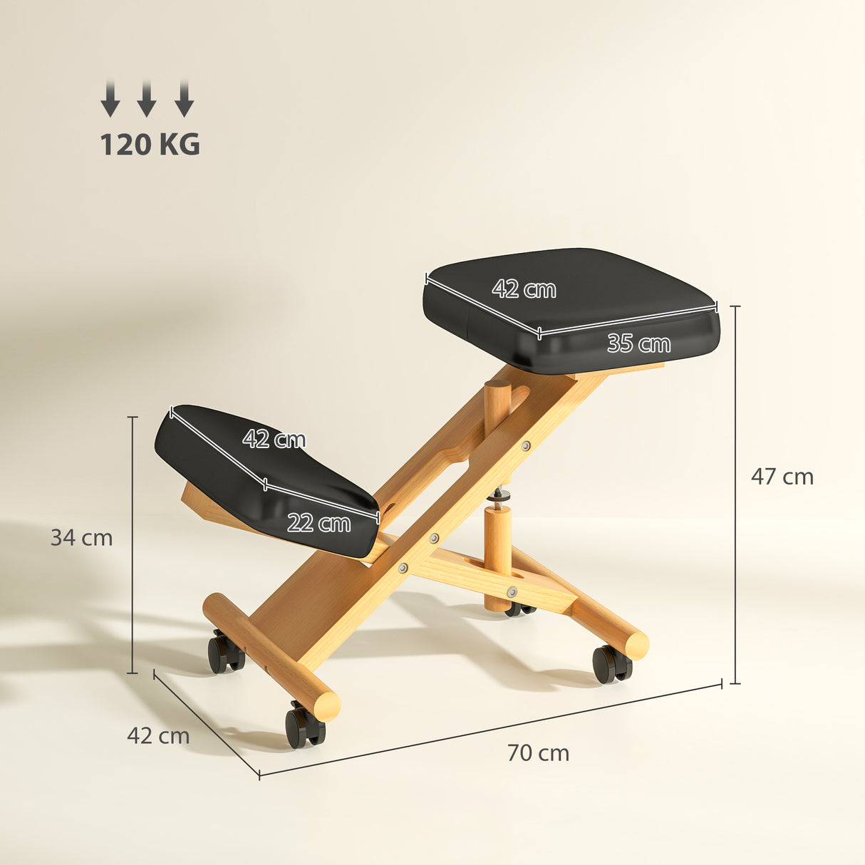 easycomfort easycomfort sedia ergonomica posturale con inginocchiatoio altezza regolabile e rotelle in legno nero