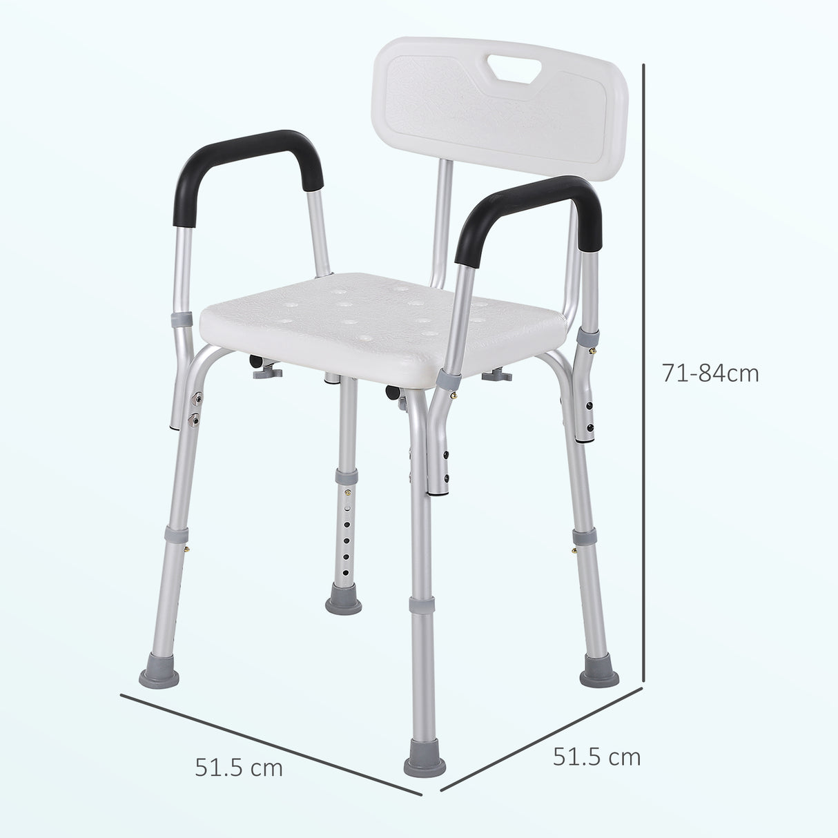 easycomfort easycomfort sedia per doccia in alluminio con altezza regolabile e piedini antiscivolo 51 5x51 5x71 84cm bianco
