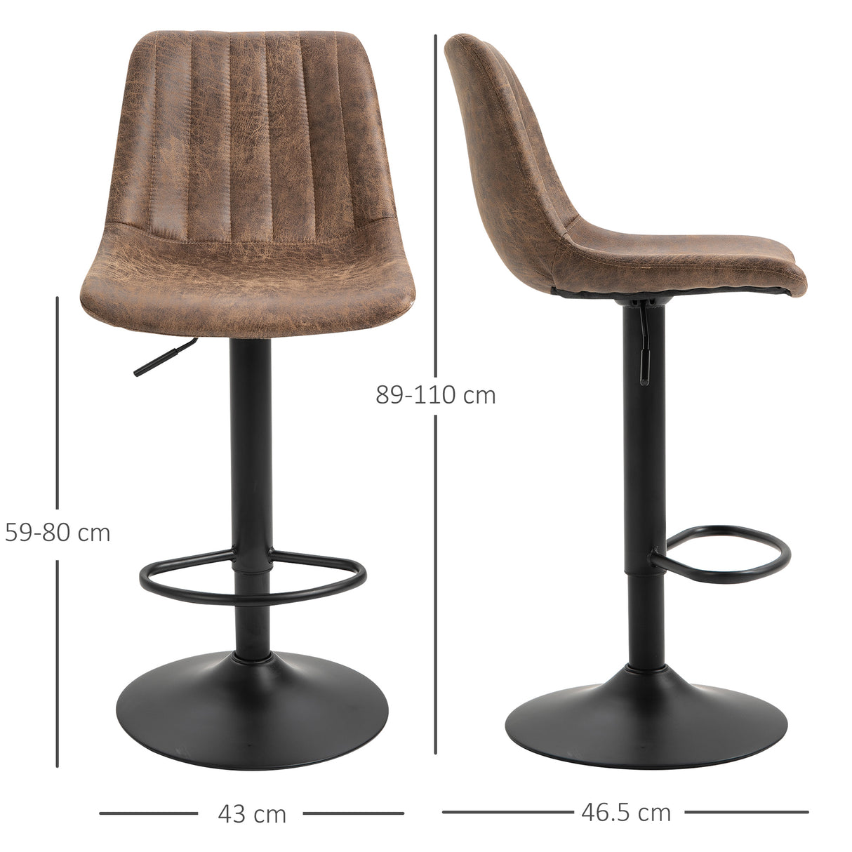 easycomfort easycomfort set 2 sgabelli da bar con schienale poggiapiedi e altezza regolabile stile industriale marrone ean 8054144137940