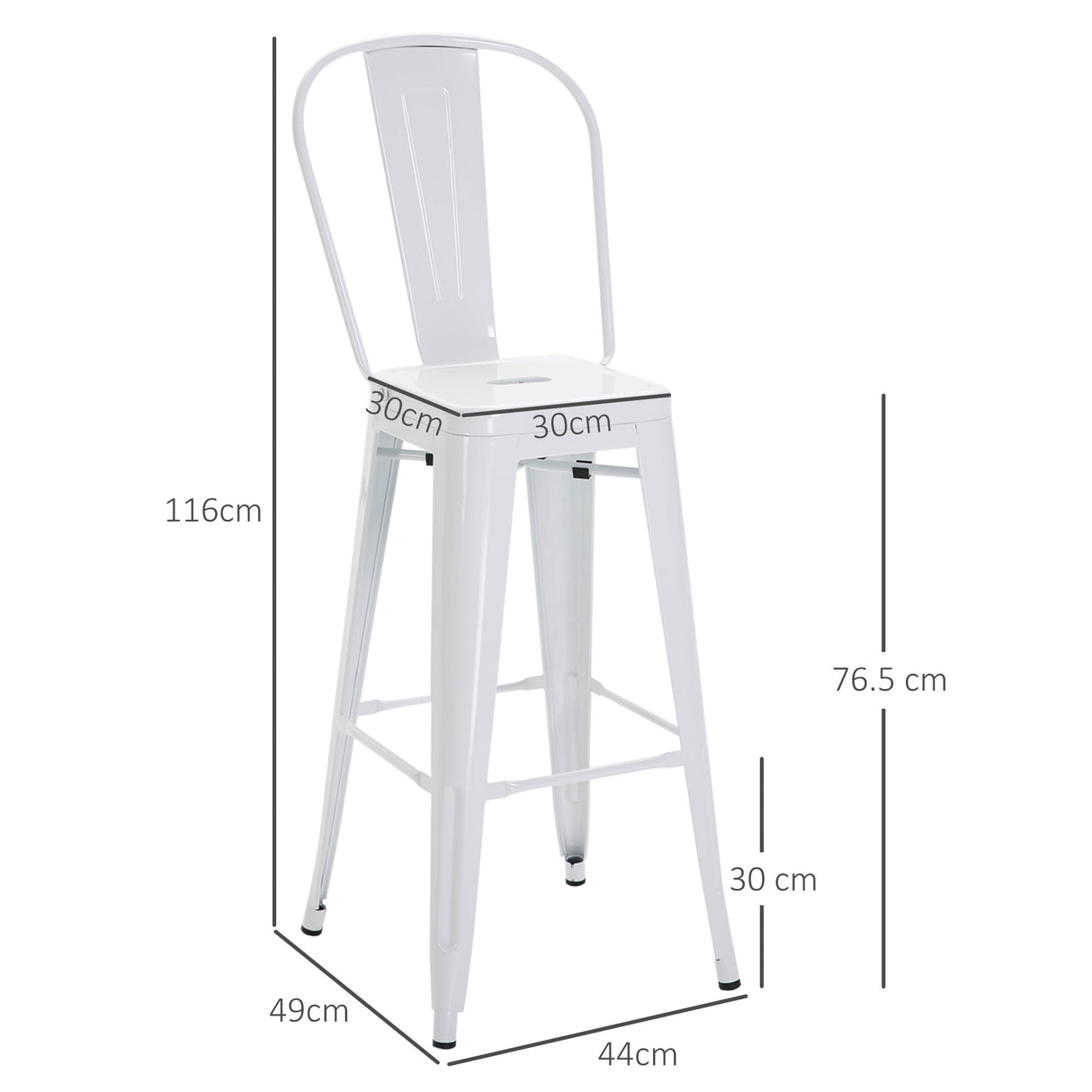 easycomfort easycomfort set 2 sgabelli da bar impilabili in metallo con schienale rimovibile e poggiapiedi bianco