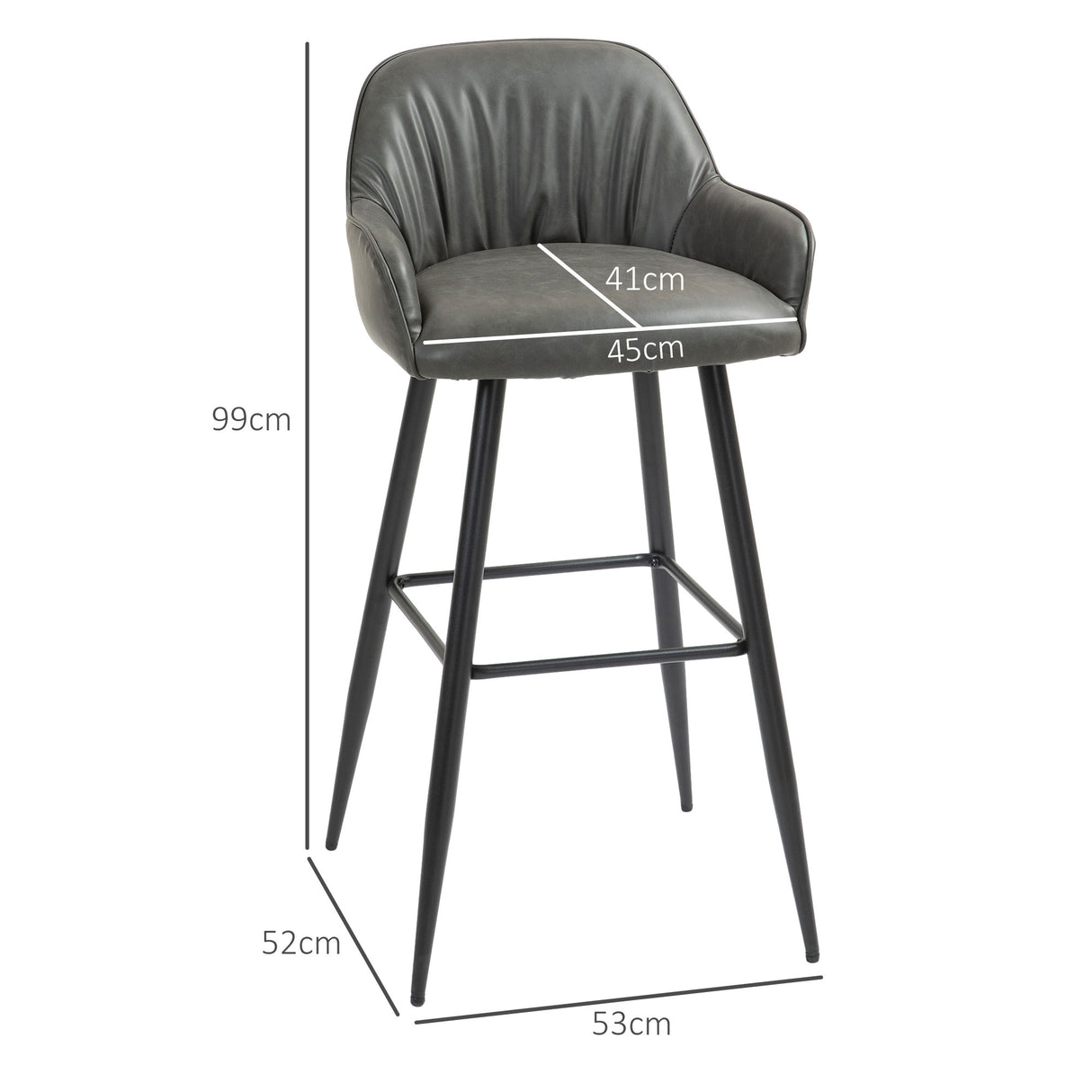 easycomfort easycomfort set 2 sgabelli da bar moderni con poggiapiedi e schienale finta pelle pu e acciaio grigio