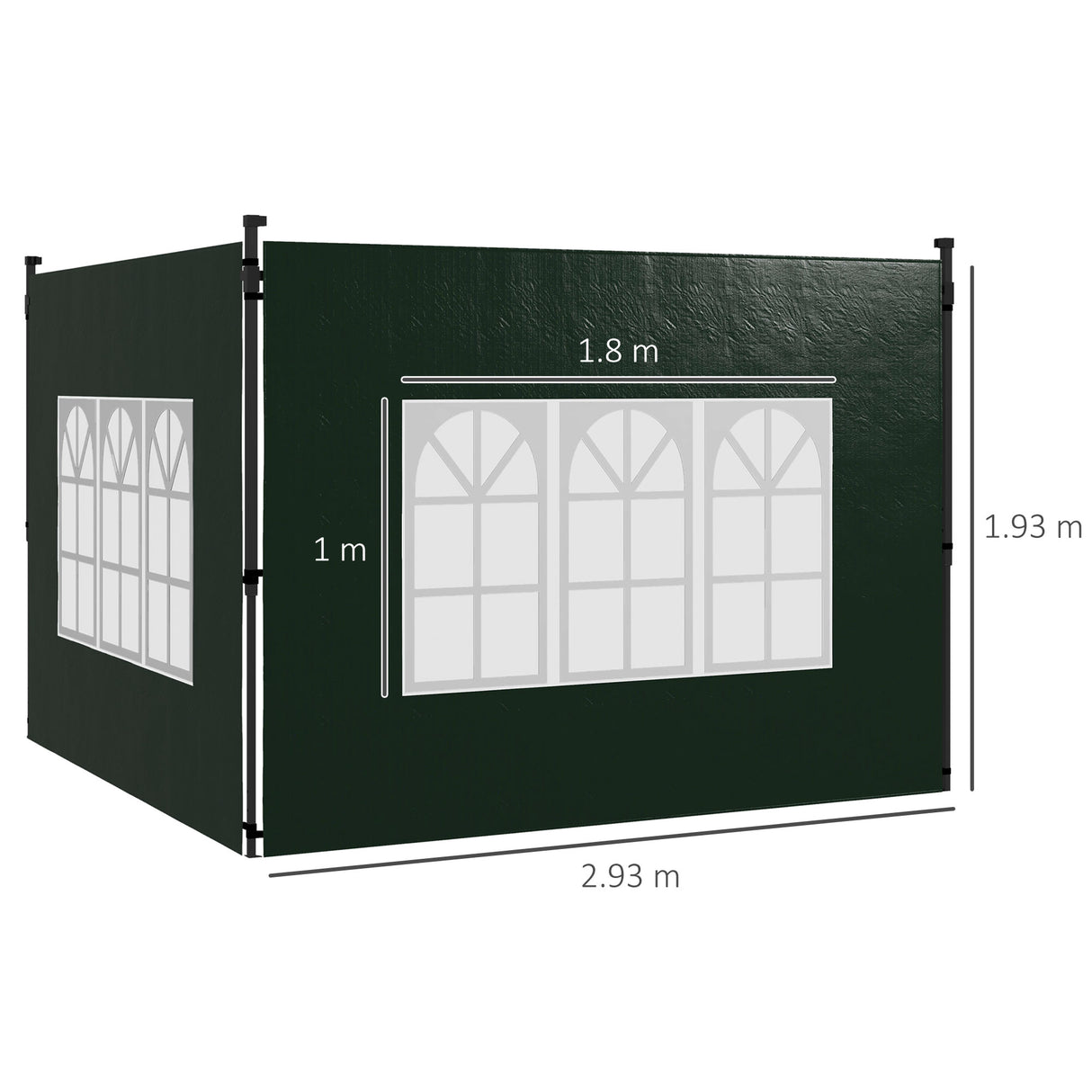 easycomfort easycomfort set 2 teli per gazebo 3x3 m e 3x6 m con finestre in pe e plastica 293x193 cm verde