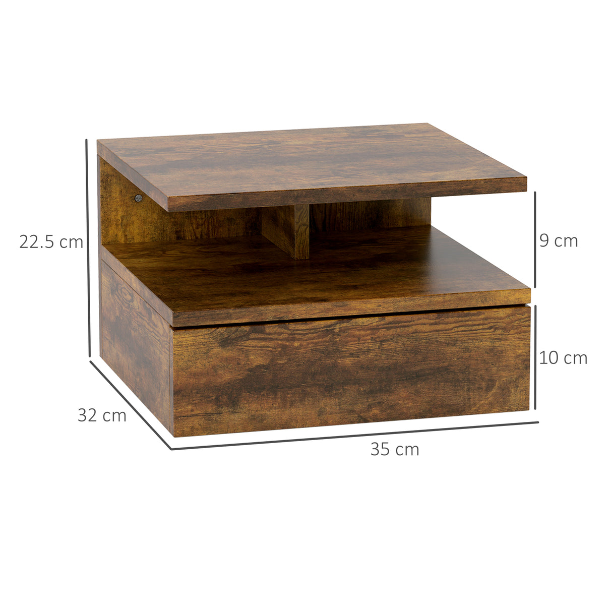 easycomfort easycomfort set da 2 comodini sospesi per camera da letto con cassetto e mensola in legno 35x32x22 5cm marrone