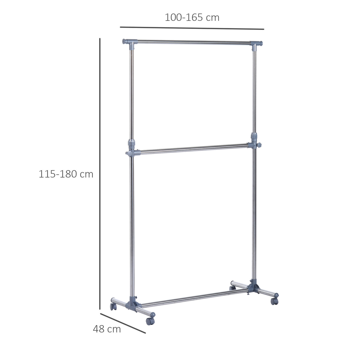 easycomfort easycomfort stender appendiabiti con altezza ed estensione regolabili 4 ruote girevoli acciaio inox e abs 165x48x180cm