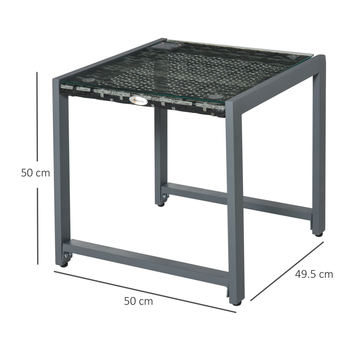 easycomfort easycomfort tavolino da caffe da giardino piano in vetro temperato in rattan alluminio 50 x 495 x 50 cm ean 8054111846066