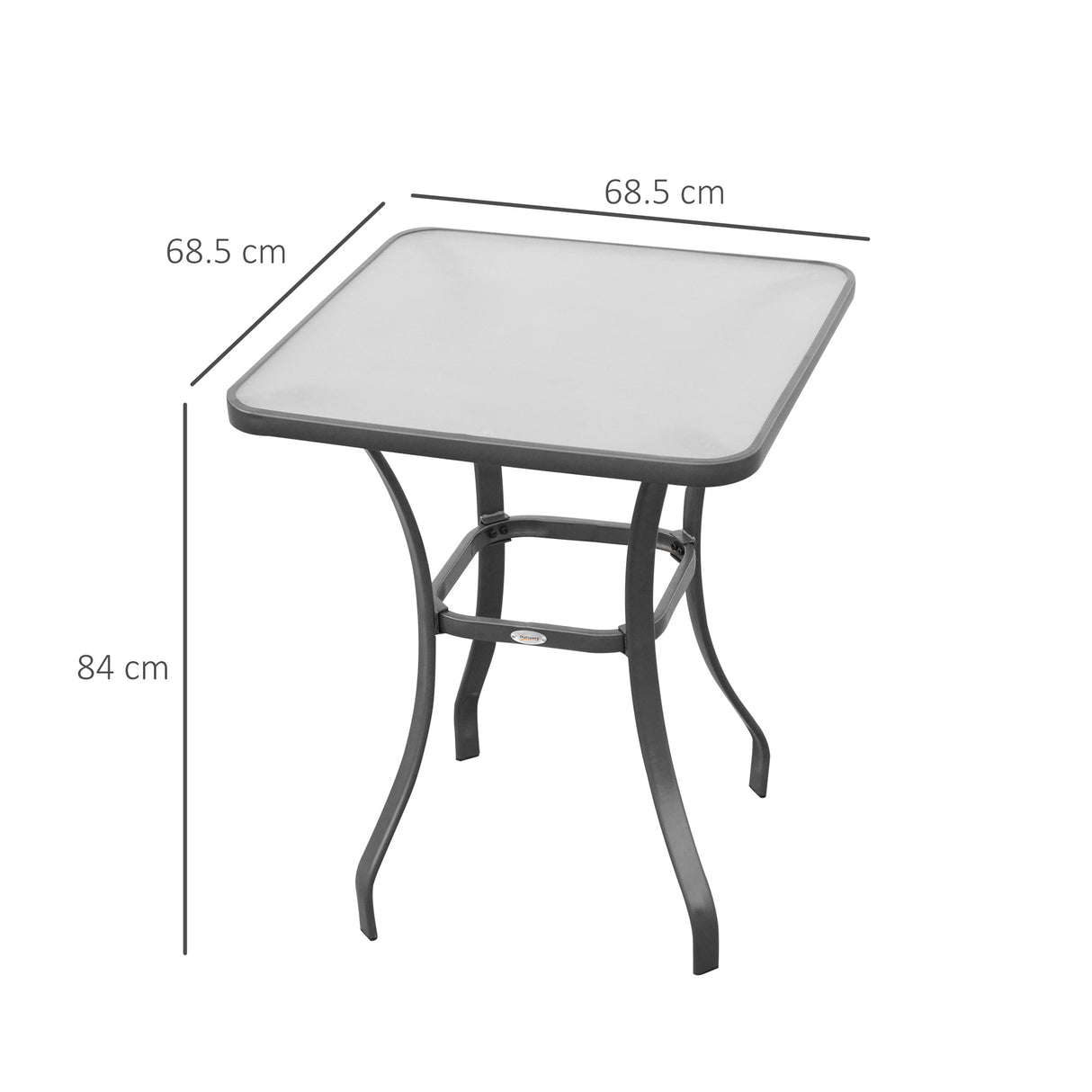 easycomfort easycomfort tavolino moderno piano in vetro temperato tavolo da giardino esterno metallo 68 5x68 5x84cm grigio