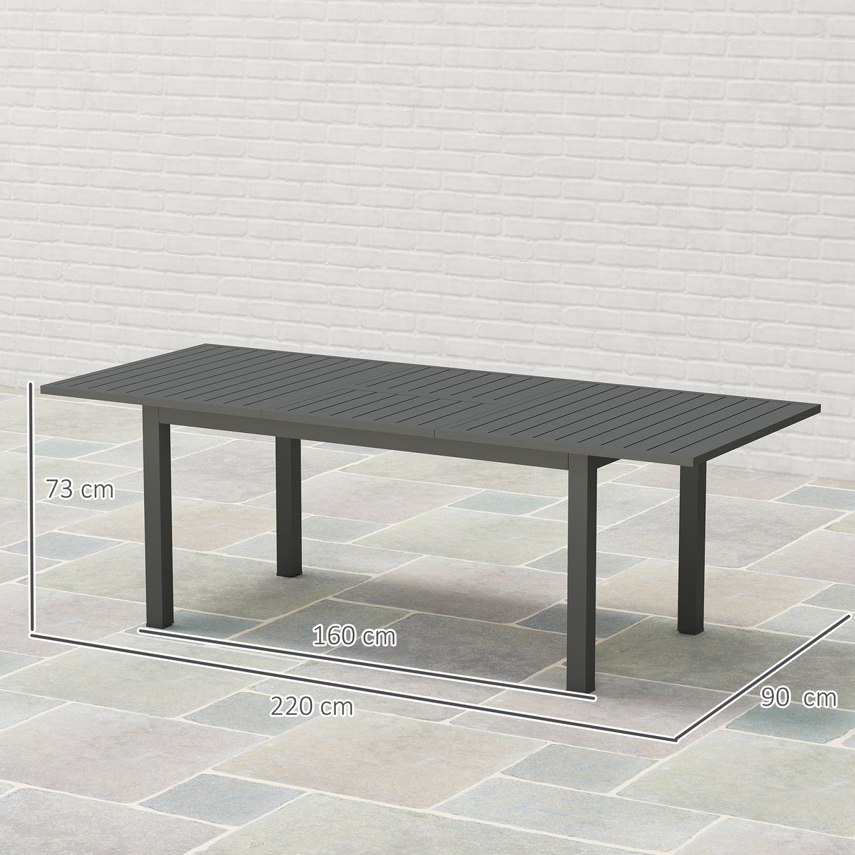 easycomfort easycomfort tavolo da giardino allungabile da 160 220 cm per 6 8 persone rettangolare in alluminio grigio