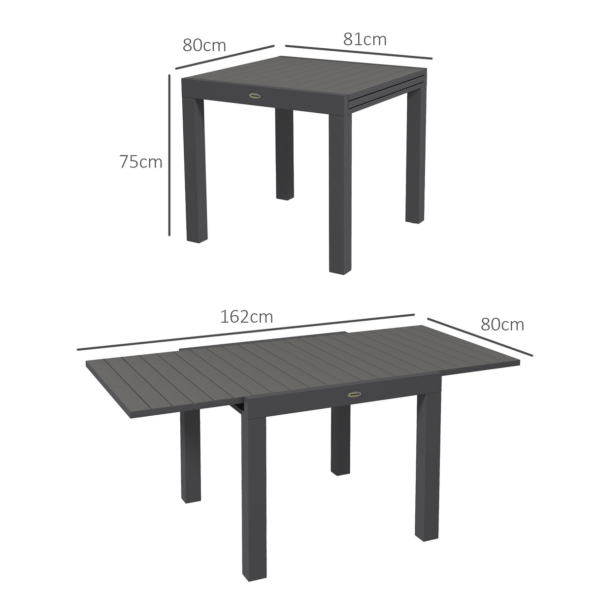 easycomfort easycomfort tavolo da giardino allungabile per 4 6 persone con piano a doghe in alluminio 81162x80x75 cm grigio