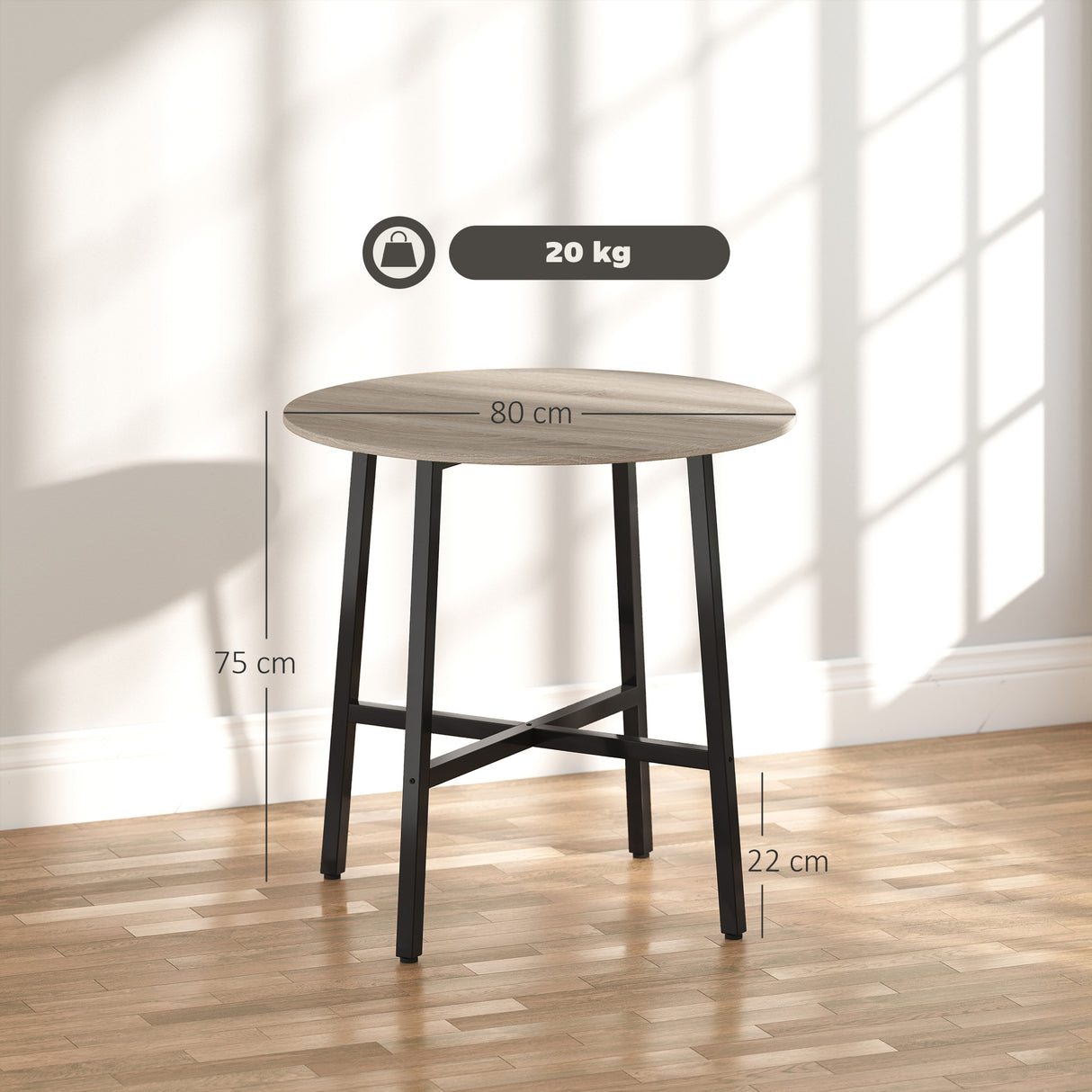 easycomfort easycomfort tavolo da pranzo rotondo e industriale per 2 persone in legno e acciaio 80x75 cm nero e color legno