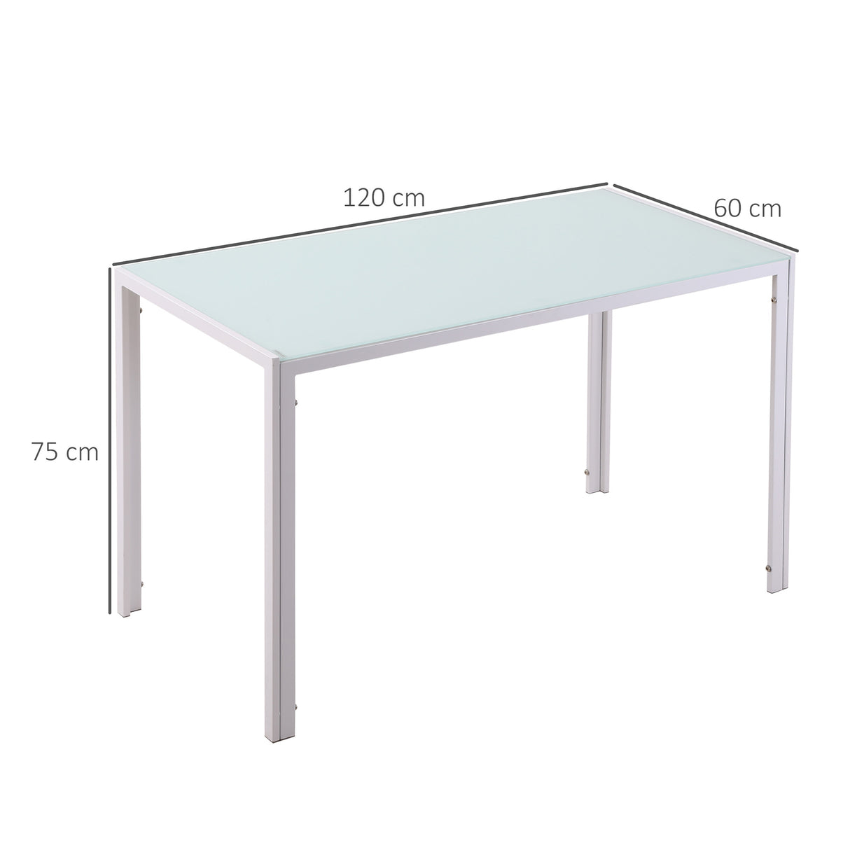 easycomfort easycomfort tavolo rettangolare da 4 persone per cucina e soggiorno tavolo moderno in metallo e vetro temperato 120x60x75 cm bianco