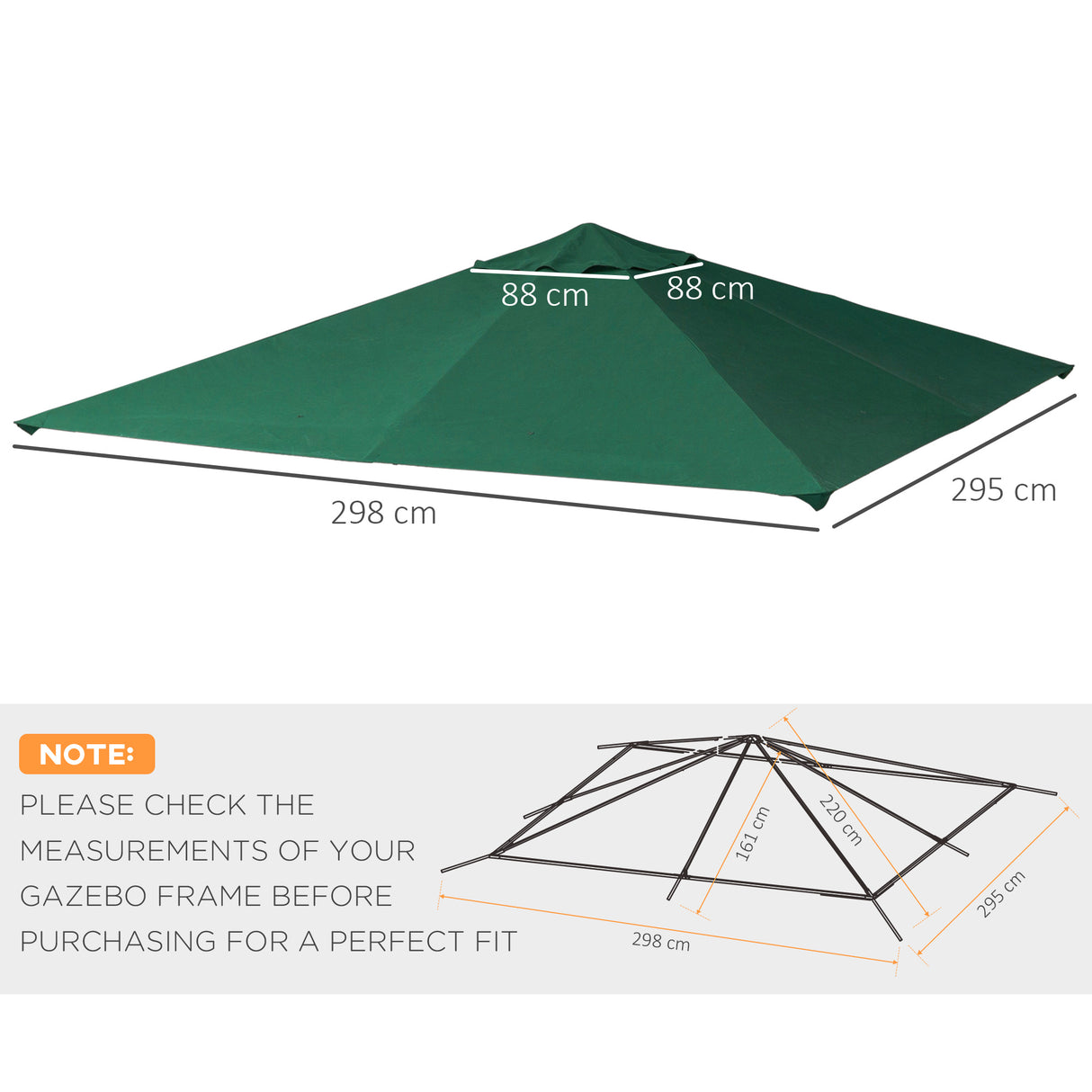 easycomfort easycomfort tetto di ricambio per gazebo da giardino 3x3m in poliestere verde
