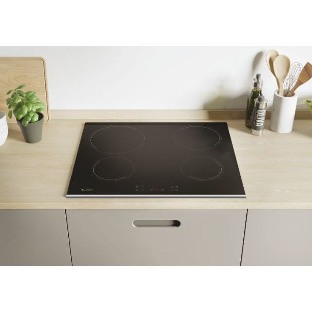 piano cottura elettrico candy ch64xb a 4 fuochi 60 cm vetroceramica nero lxp 59x52 con controlli touch 33801795