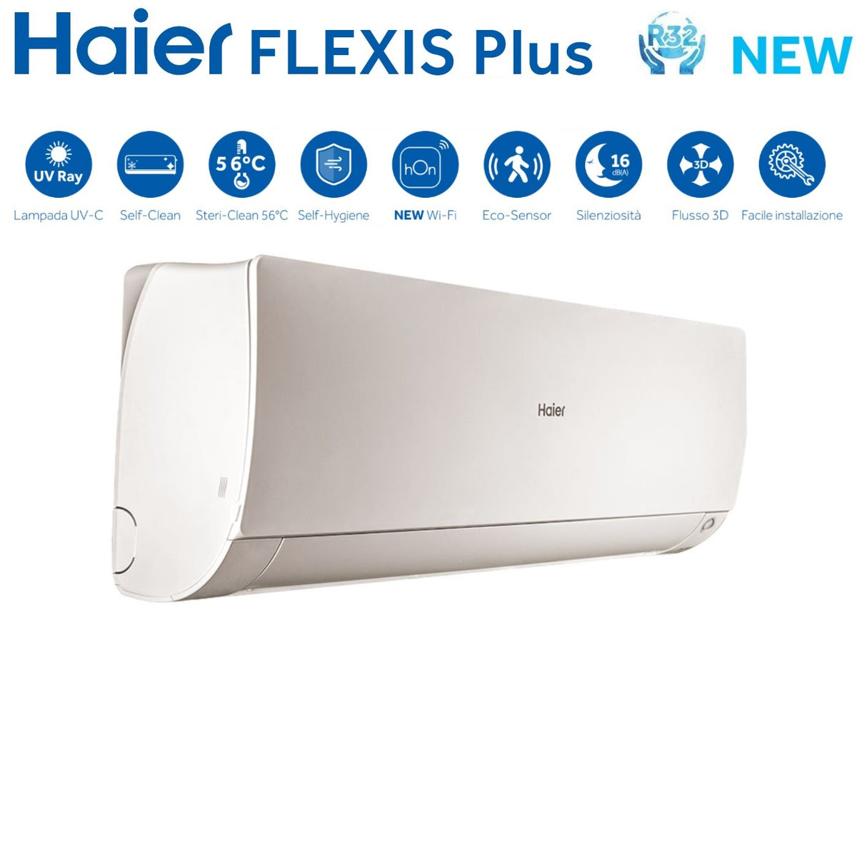 unita interna a parete haier serie flexis plus white 7000 btu as20s2sf1fa mw3 r 32 wi fi integrato colore bianco