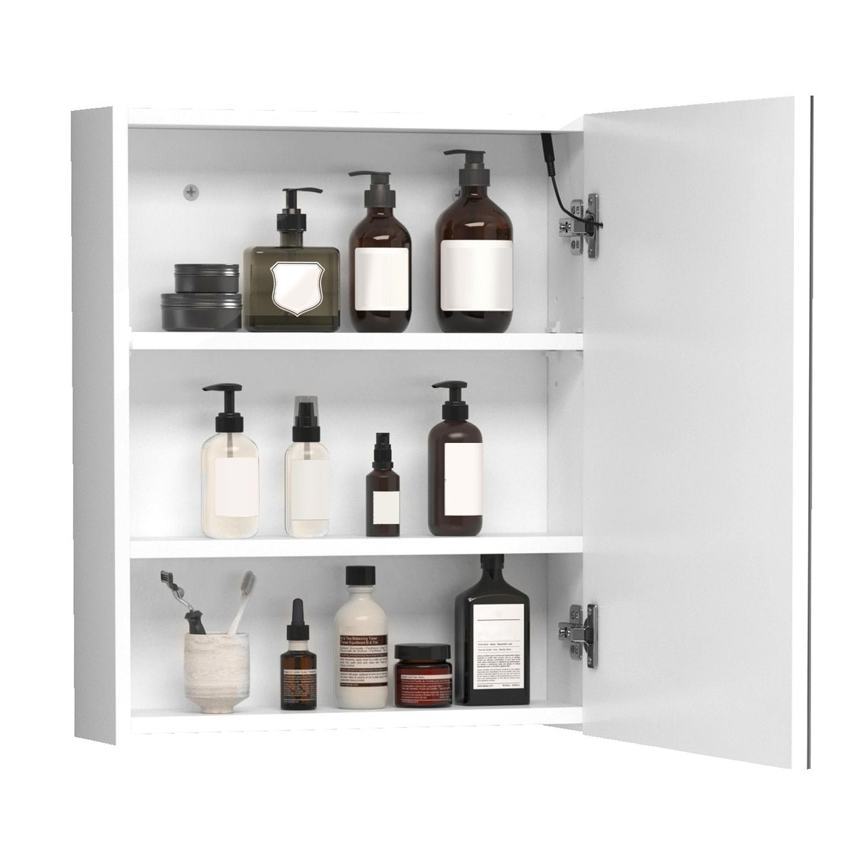easycomfort easycomfort armadietto pensile da bagno con 1 anta specchio e luci a led 2 ripiani interni mdf bianco 60 x 50 x 15cm ean 8054144138923