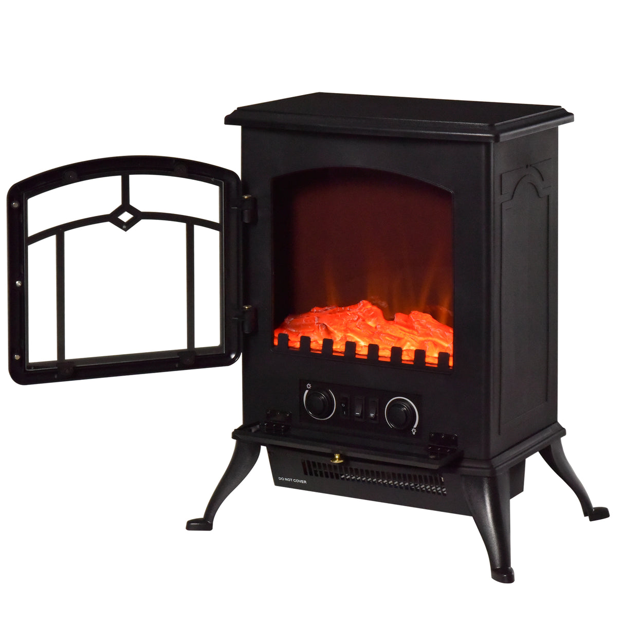 easycomfort easycomfort camino elettrico da terra con effetto fiamma potenza 1000w 2000w in abs e vetro 452854cm nero ean 8054111849036