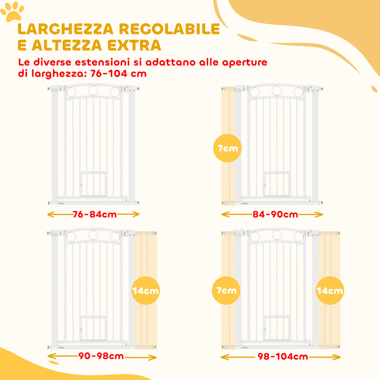easycomfort easycomfort cancellino per cani regolabile da 76 104 cm cancelletto alto 106 cm con 2 estensioni bianco