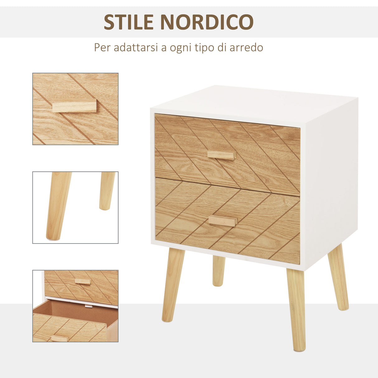 easycomfort easycomfort comodino camera da letto moderno comodino cameretta con 2 cassetti ampio piano legno 40x30x55 5 cm ean 8054111849753