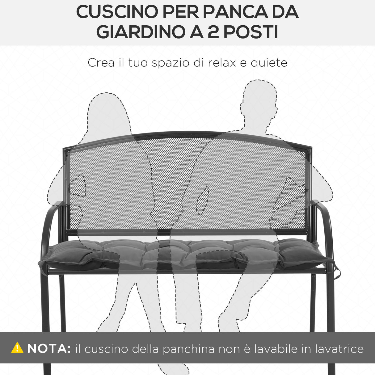 easycomfort easycomfort cuscino per panchina da giardino con laccetti e imbottitura spessa 100x40cm grigio scuro