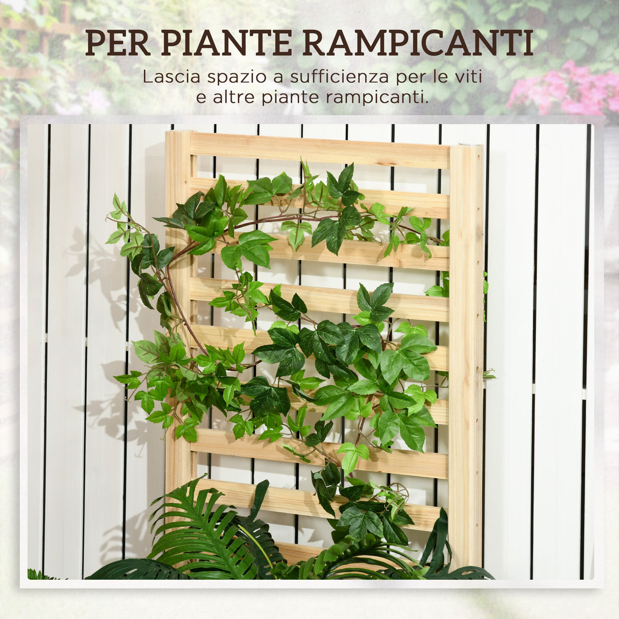 easycomfort easycomfort fioriera con traliccio per rampicanti e fondo aperto in legno di abete 230x60x110 cm color legno