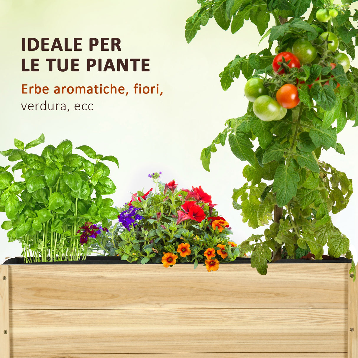 easycomfort easycomfort fioriera da giardino con foro di drenaggio e rotelle in legno di abete 89x48x47 cm