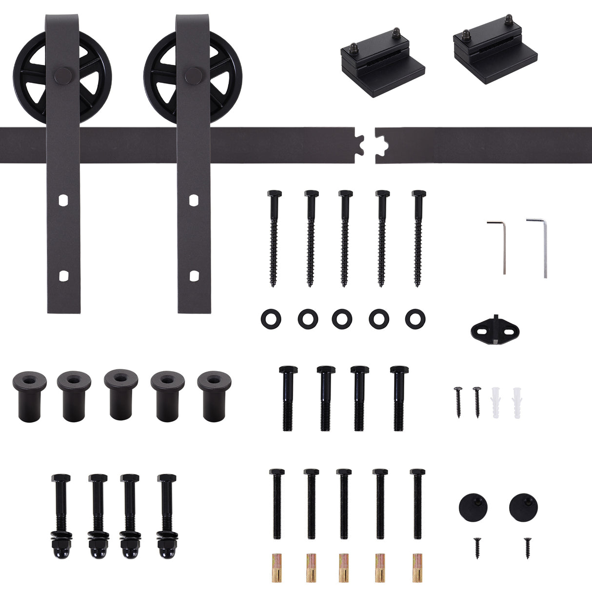 easycomfort easycomfort kit porta scorrevole 100kg max in acciaio con binario ganci fermi viti e bulloni 183x4x0 6 cm
