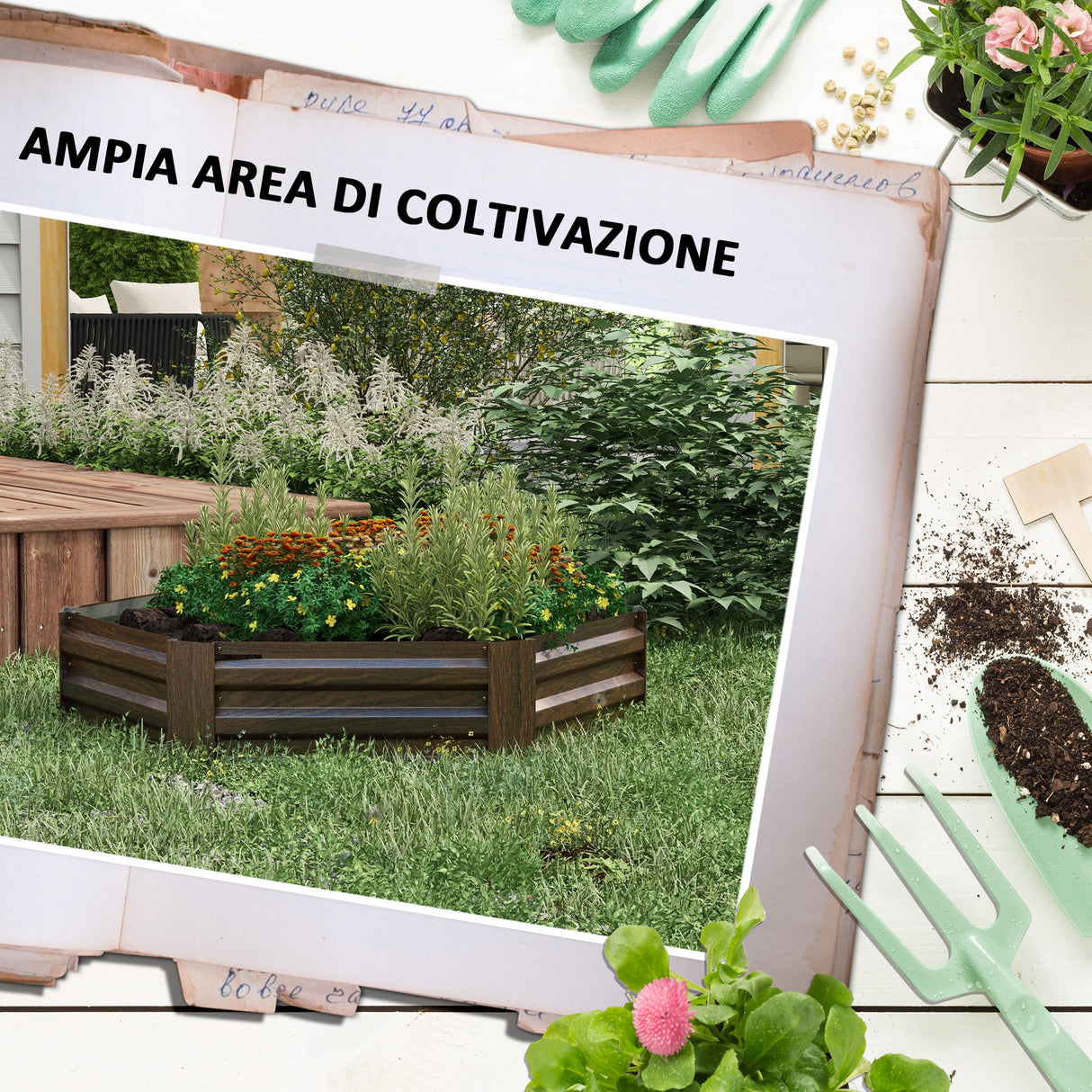 easycomfort easycomfort letto per orto rialzato esagonale in acciaio galvanizzato con fondo aperto marrone