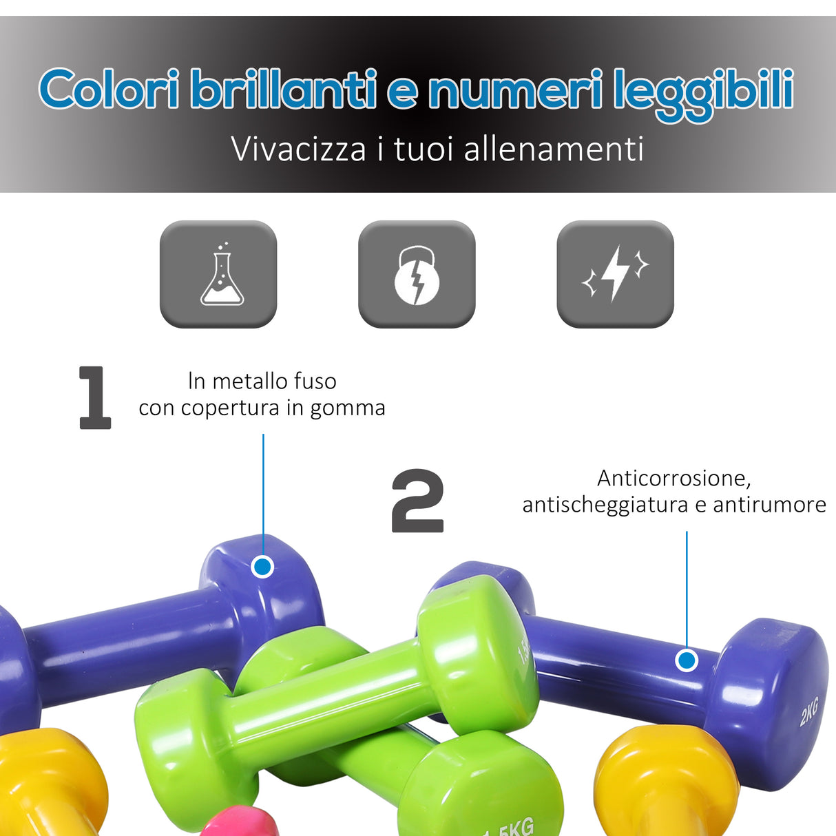 easycomfort easycomfort manubri pesi set manubri palestra da 10kg con valigetta 4 paia di manubri colorati 2x0 5kg 2x1kg 2x1 5kg 2x2kg ean 8054111840958