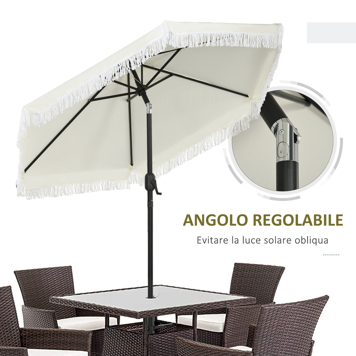 easycomfort easycomfort ombrellone da giardino 2 3x2 2m inclinabile con palo centrale e manovella crema