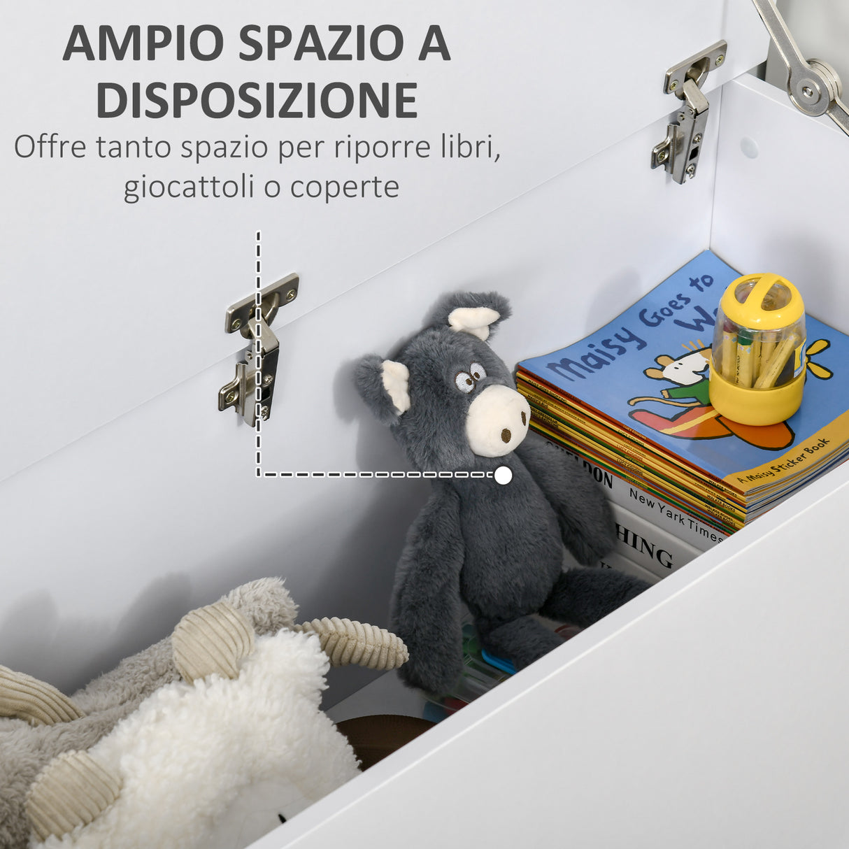 easycomfort easycomfort panca contenitore multiuso in legno truciolare con coperchio apribile per camera e ingresso 100x40x40cm bianco